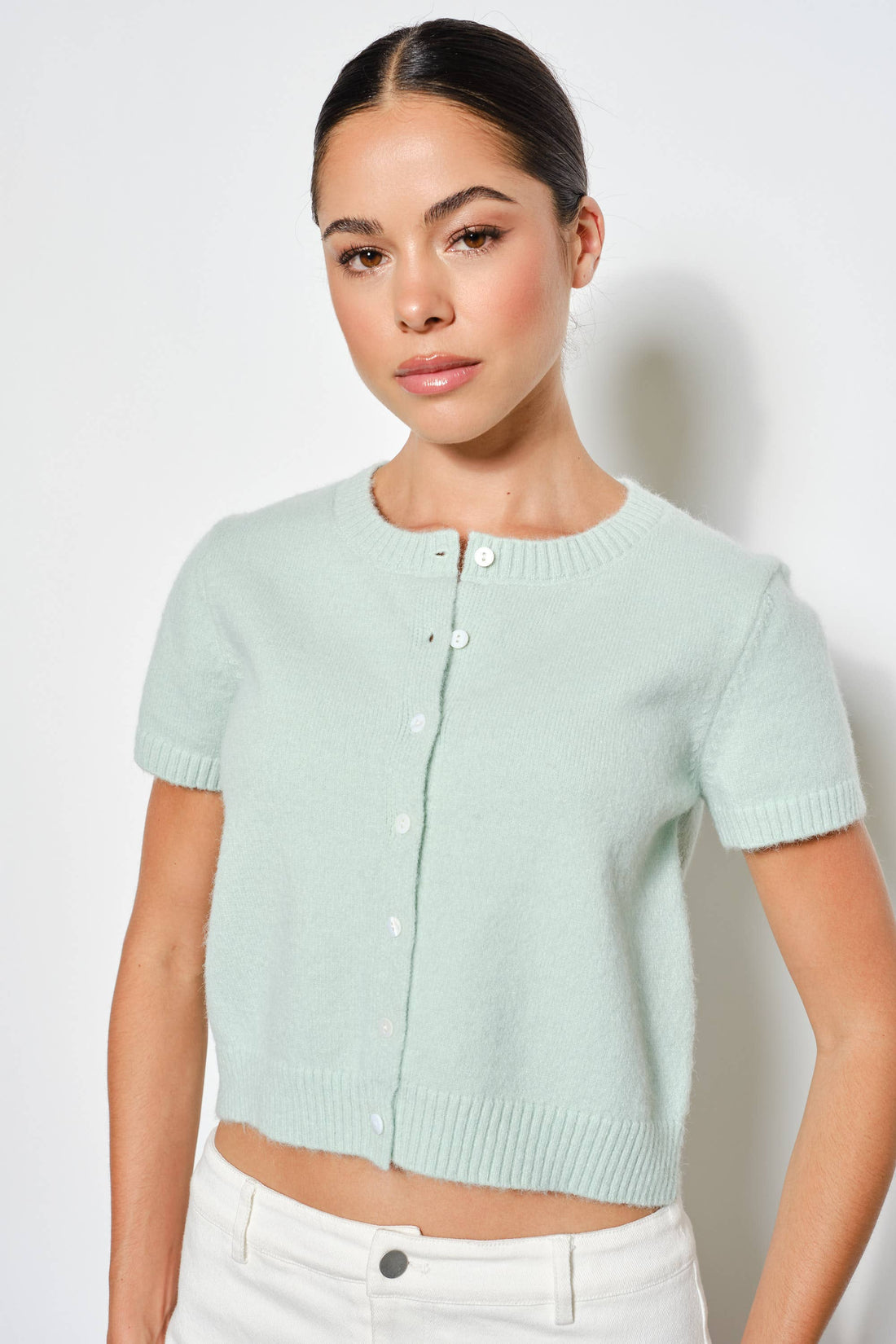 RAVEN SHORT SLEEVE CARDIGAN: Ivory