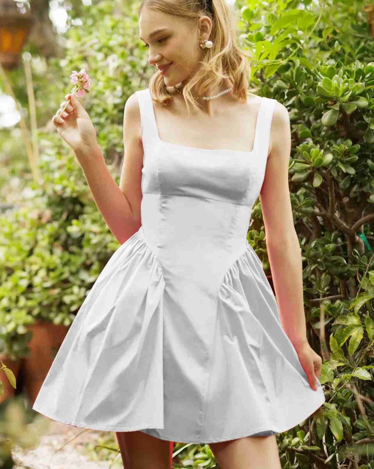 Fit and Flare Cotton Dress with Bow