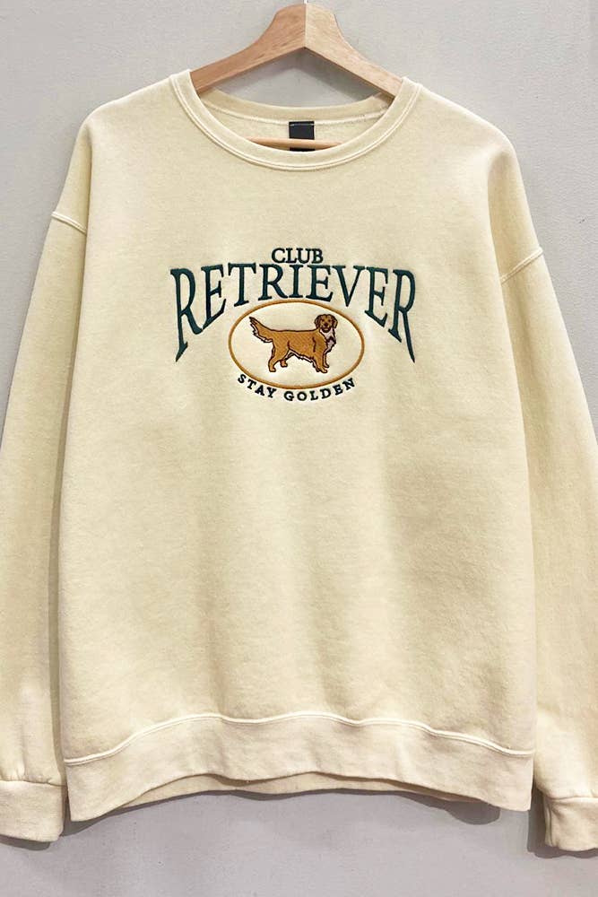 Embroidered Retriever Club Sweatshirt: ASH GREY / OVERSIZED / LXL