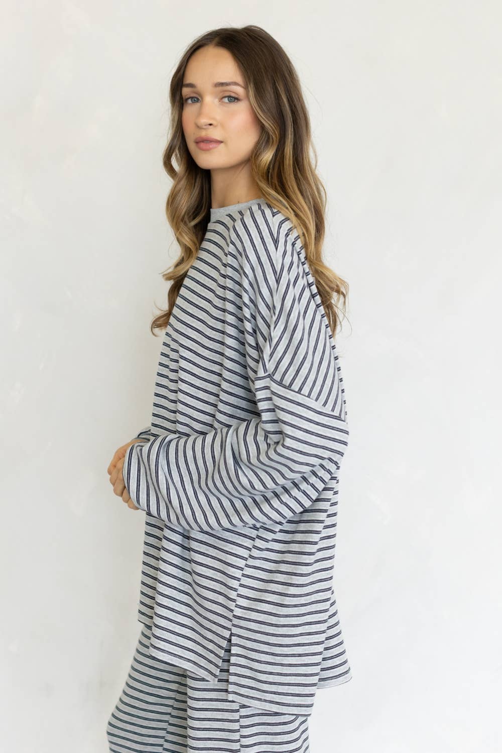 Lorenze Stripe Top: GREY MULTI / S