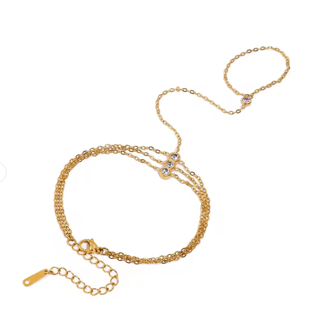 Make it a Triple- PVD CZ Hand Chain- Waterproof- 