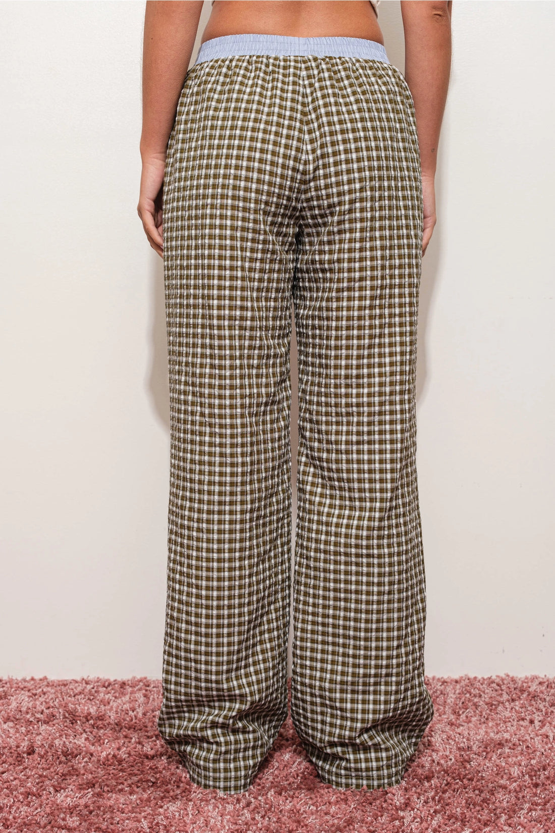 Contrast Plaid Pajama Pants