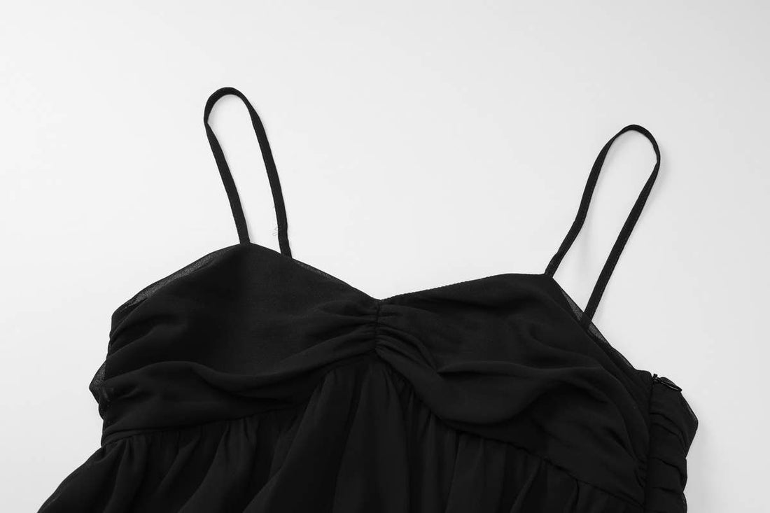 Chic Chiffon Cami Dress: Black / Missy / L
