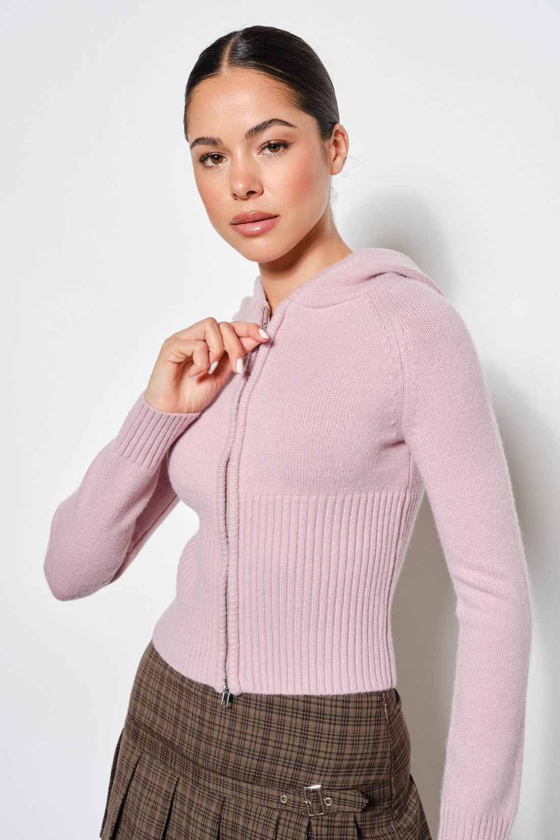 RENEE ZIP CARDIGAN: Mocha