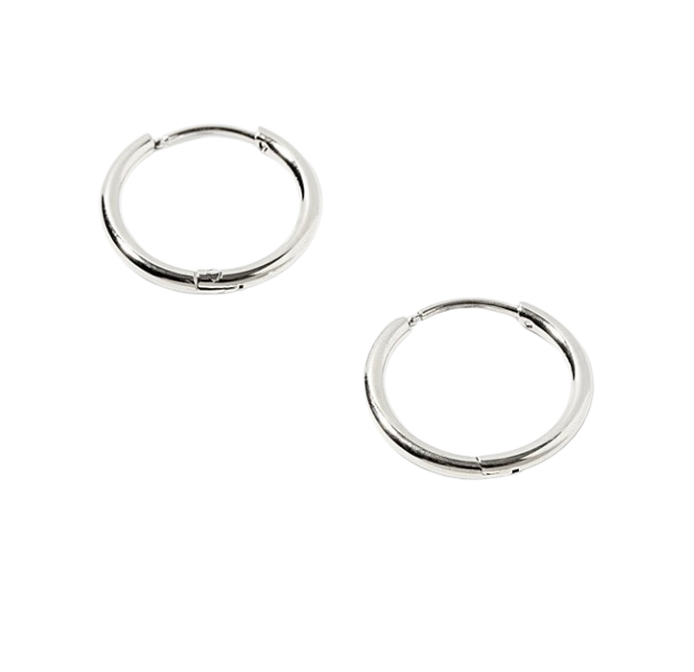 Stacked Hoop- Messy mix of texture PVD Waterproof Earrings: Silver