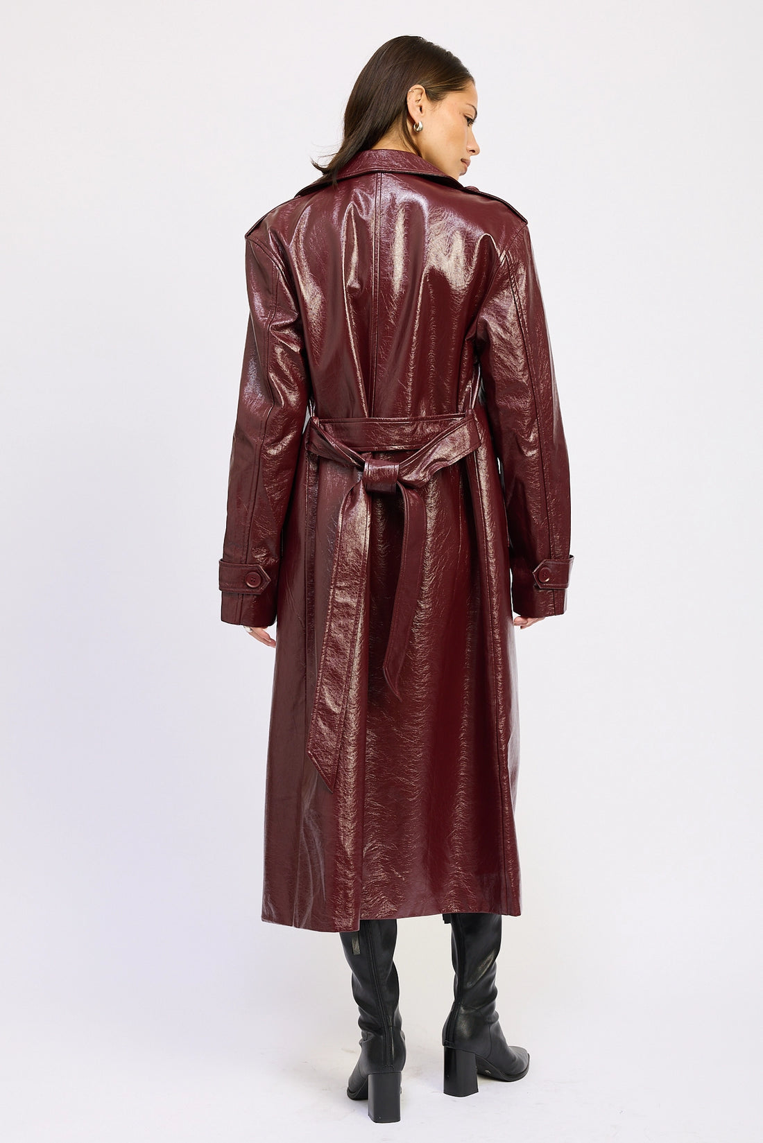Faux Leather Trench Coat
