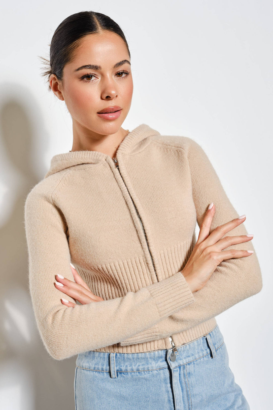 RENEE ZIP CARDIGAN: Mocha