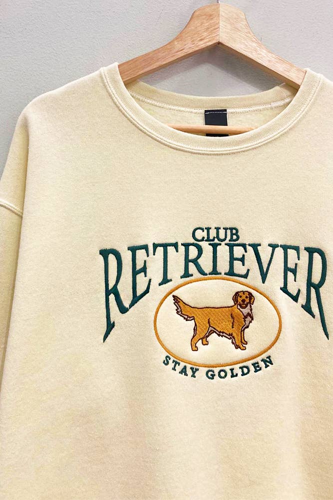 Embroidered Retriever Club Sweatshirt: ASH GREY / OVERSIZED / LXL