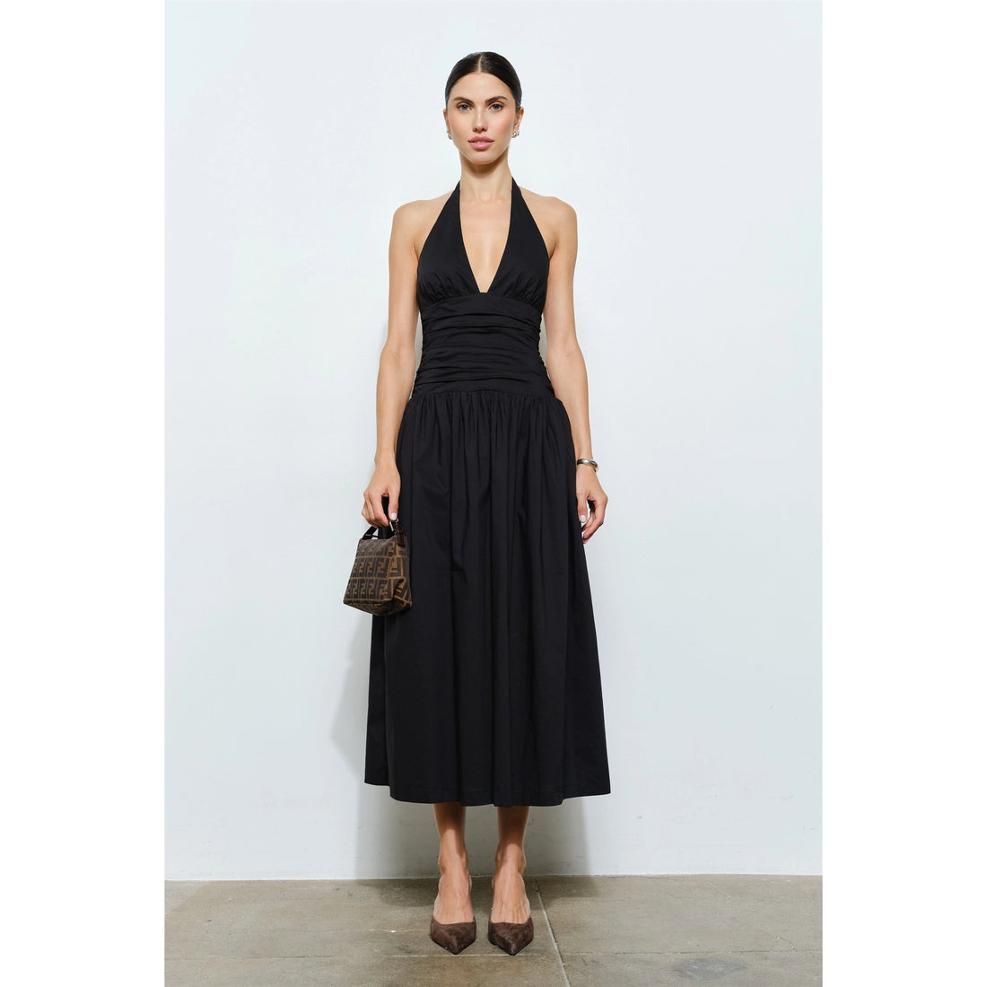 Eliza Poplin Halter Maxi Dress