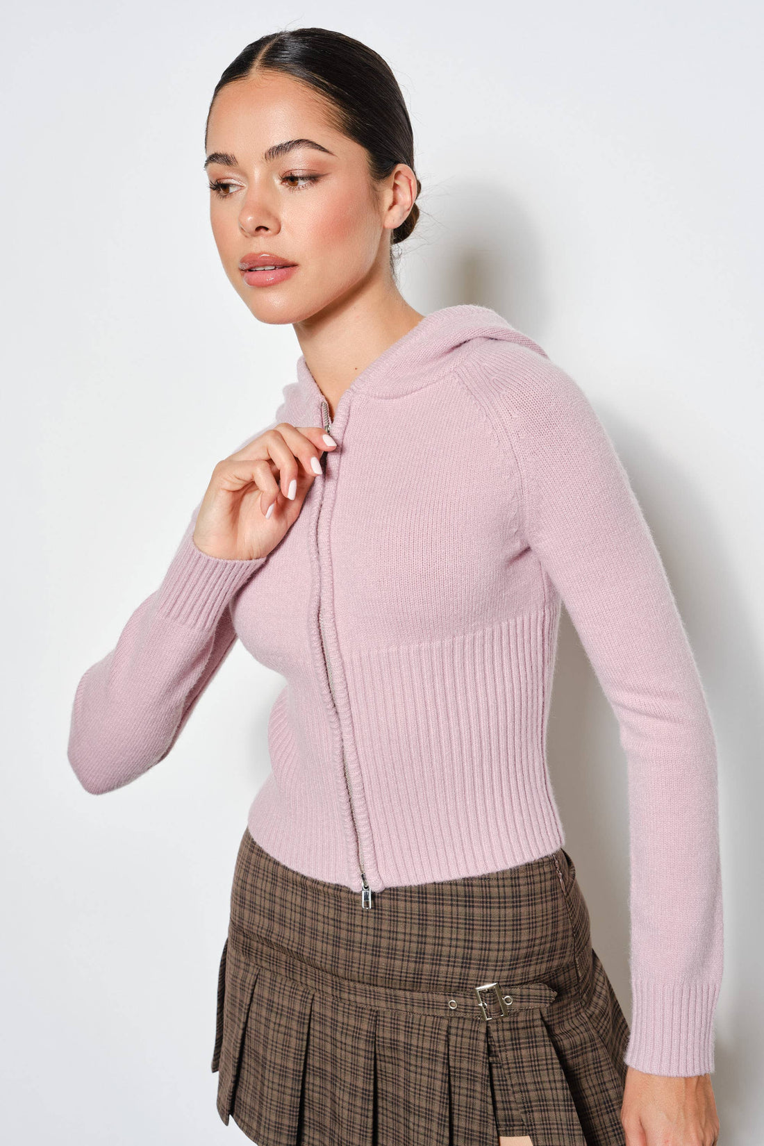 RENEE ZIP CARDIGAN: Mocha