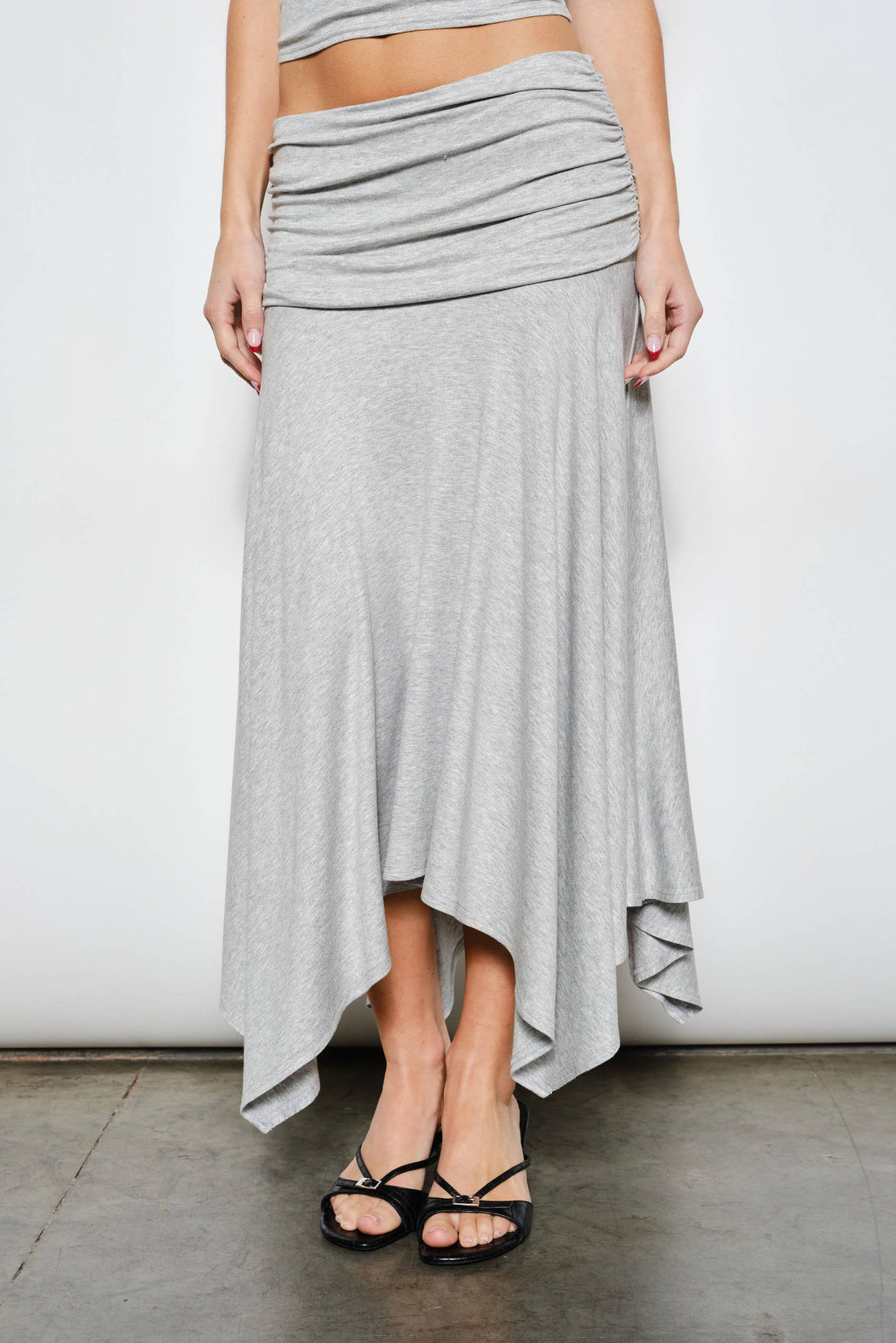 AERIE RUCHED MIDI SKIRT : H Grey / L