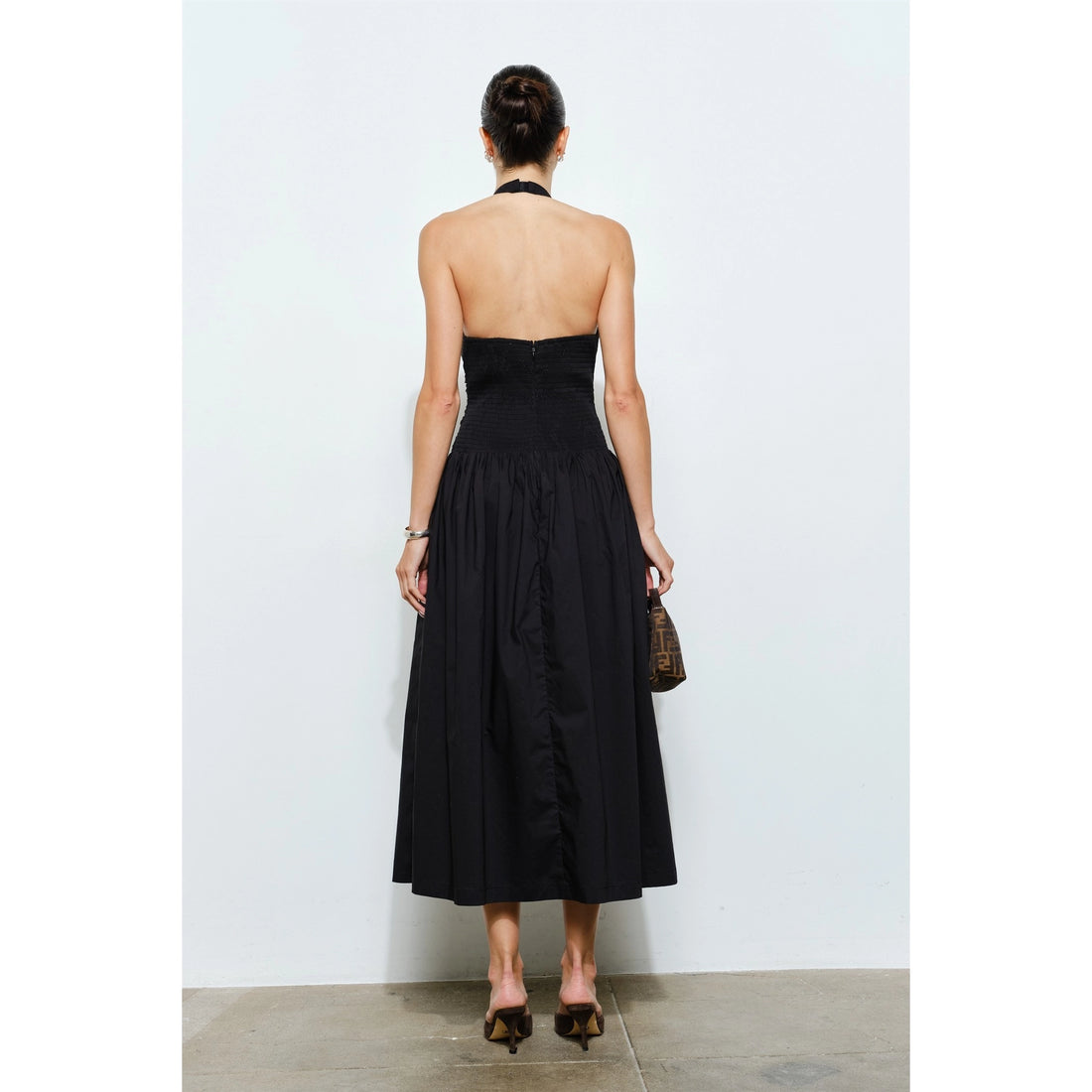 Eliza Poplin Halter Maxi Dress