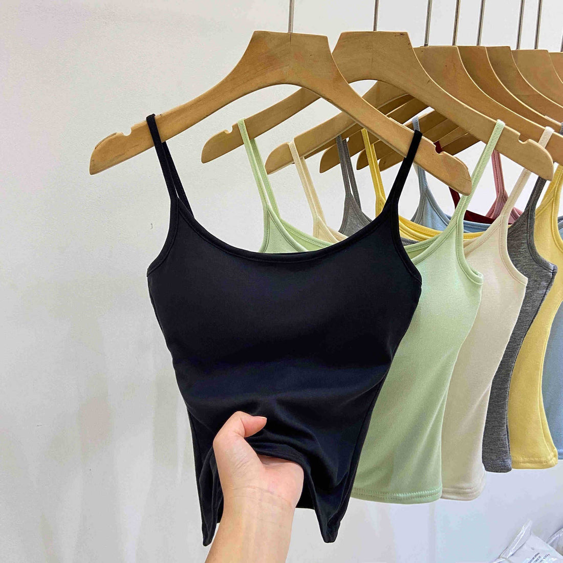 Women’s Padded Sleeveless Crop Tank Top: Yellow / Missy / S