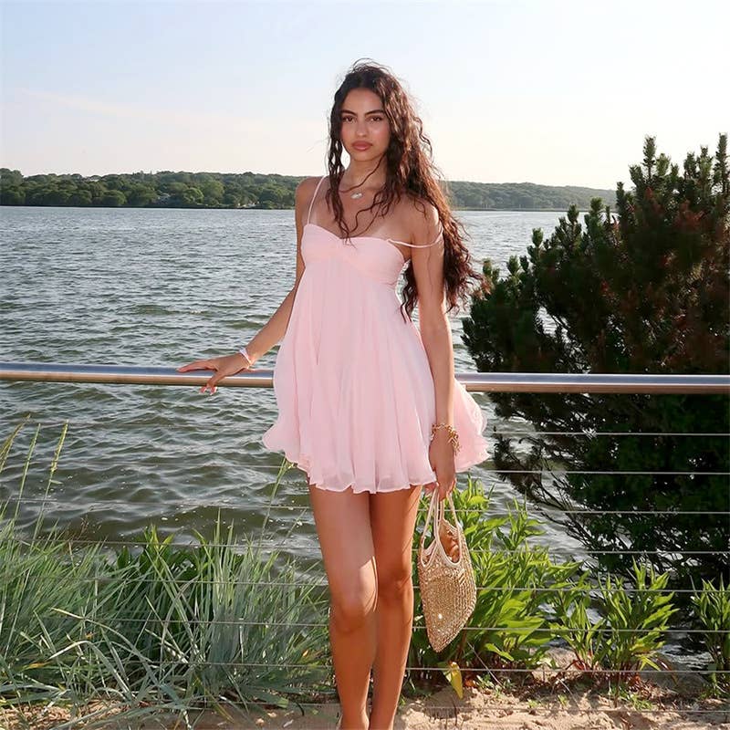 Chic Chiffon Cami Dress: Black / Missy / M