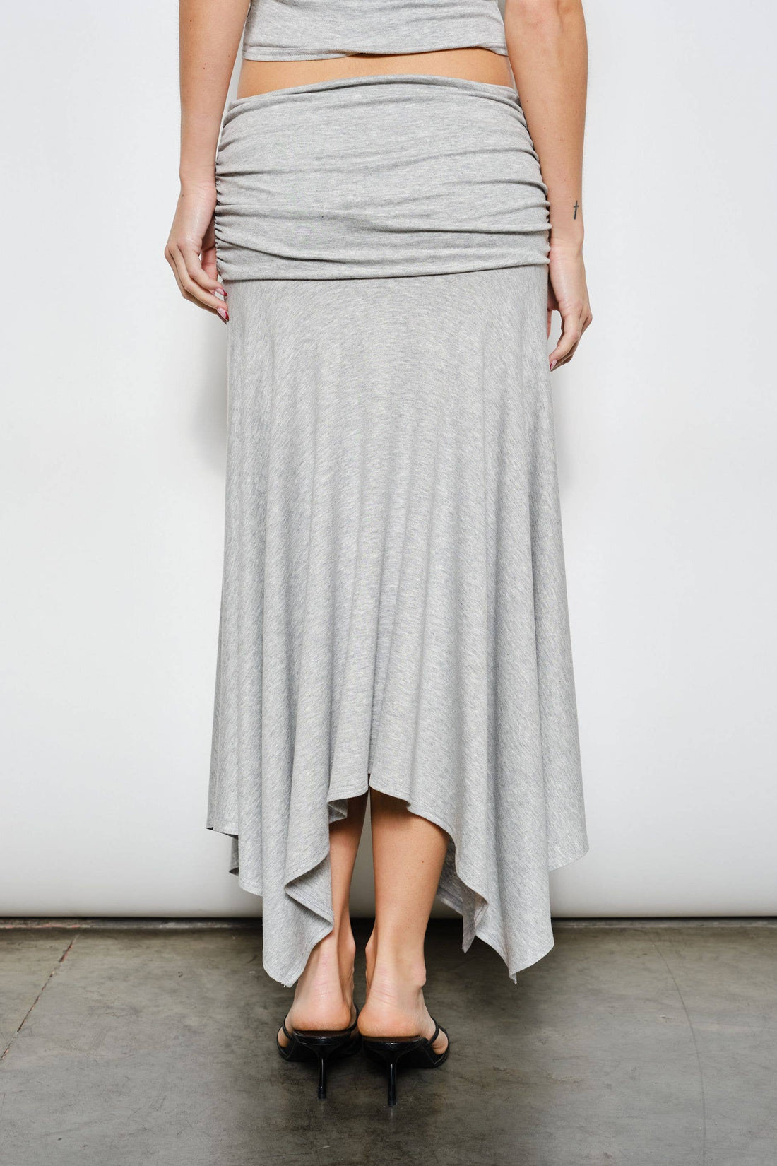 AERIE RUCHED MIDI SKIRT : H Grey / S