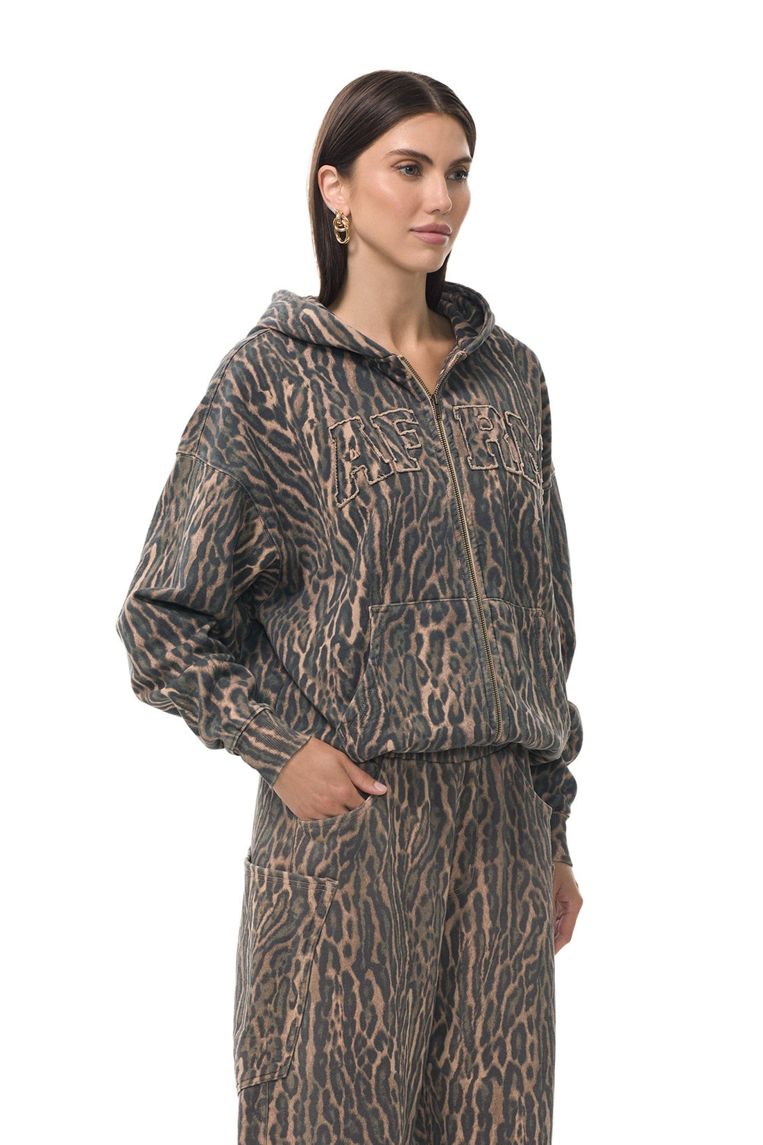 Cameron Zip Up Hoodie - Leopard: Leopard