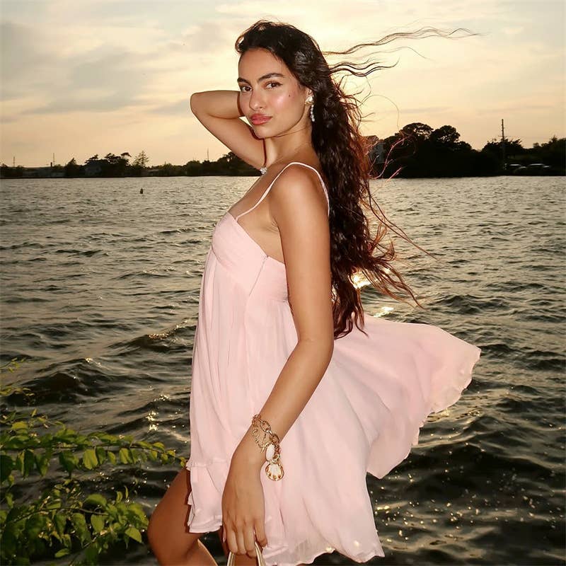 Chic Chiffon Cami Dress: Black / Missy / S