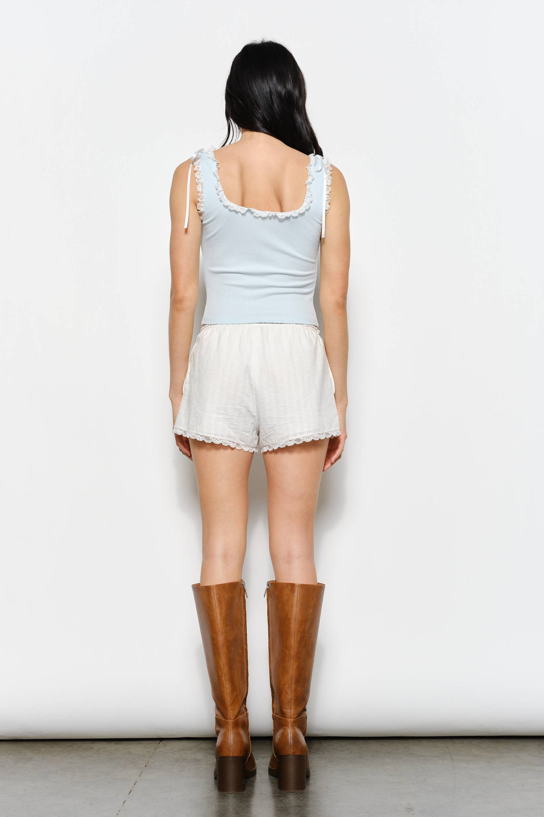 HARPER LACE & SATIN TRIM CAMI: LT Blue / M
