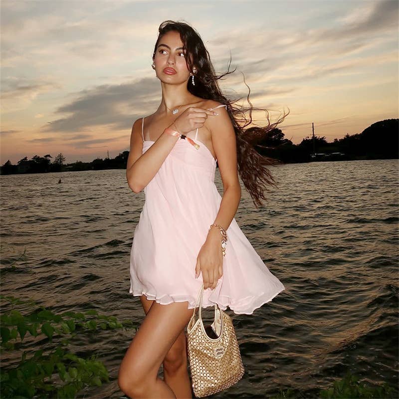 Chic Chiffon Cami Dress: Black / Missy / S