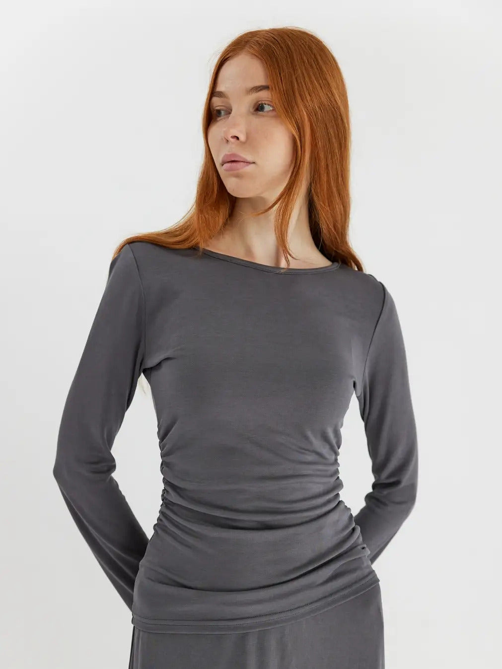 The Milena Top | Ruched Waist Long Sleeve Top