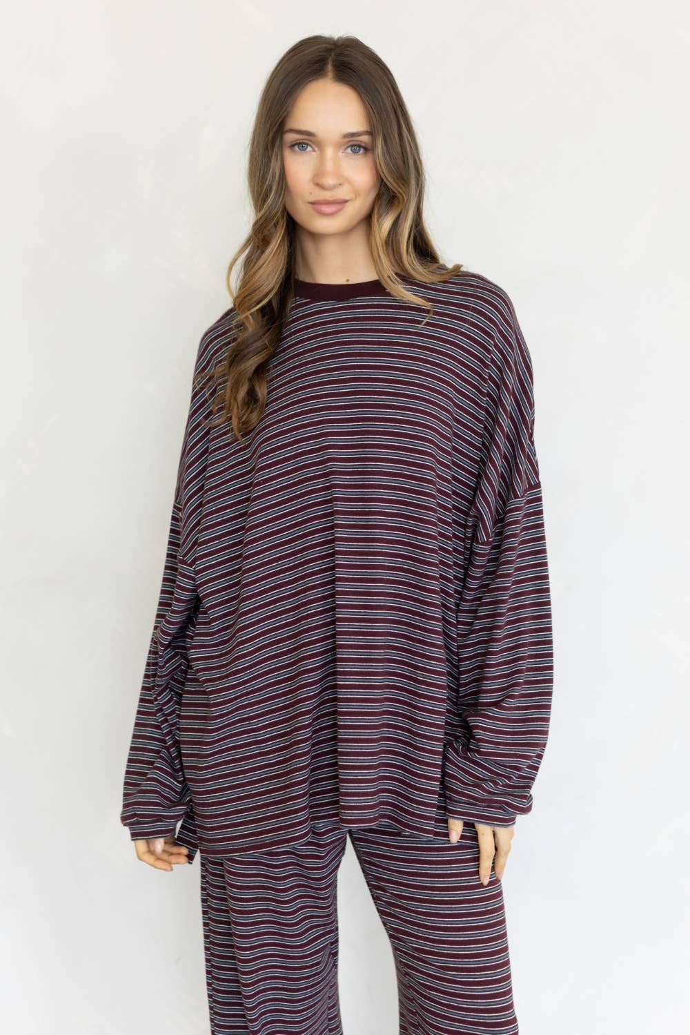 Lorenze Stripe Top: GREY MULTI / L
