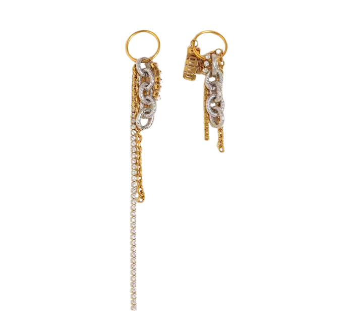 Stacked Hoop- Messy mix of texture PVD Waterproof Earrings: Silver
