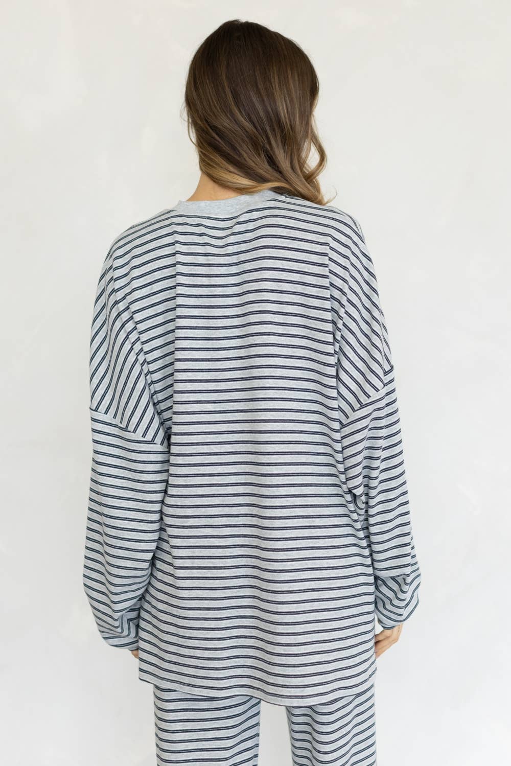 Lorenze Stripe Top: GREY MULTI / M