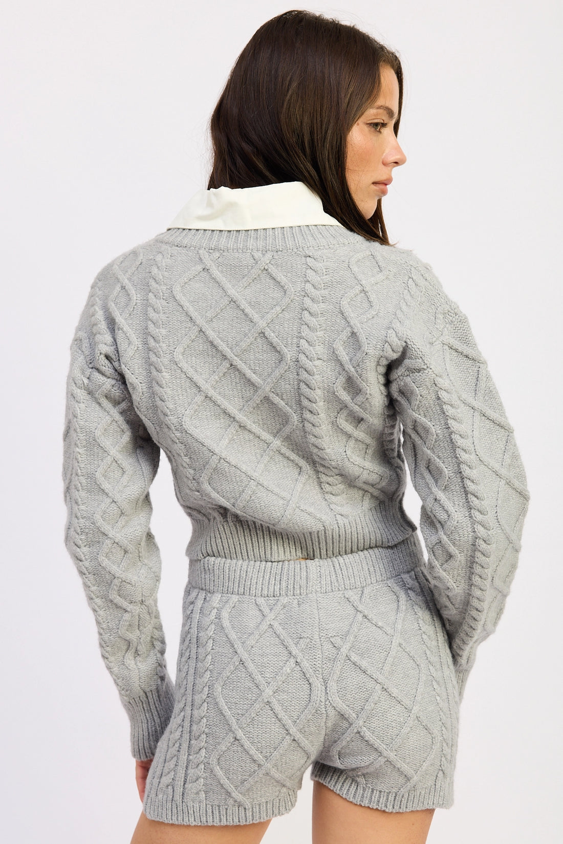 Cable Knit Cropped Sweater