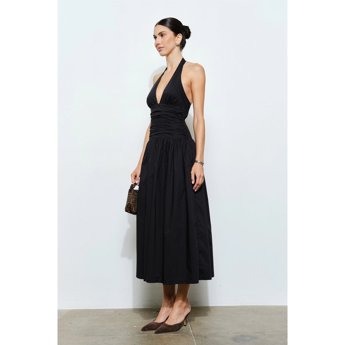 Eliza Poplin Halter Maxi Dress