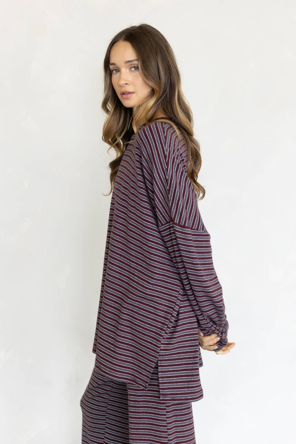 Lorenze Stripe Top: GREY MULTI / M