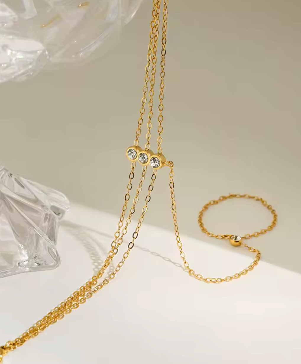 Make it a Triple- PVD CZ Hand Chain- Waterproof- 