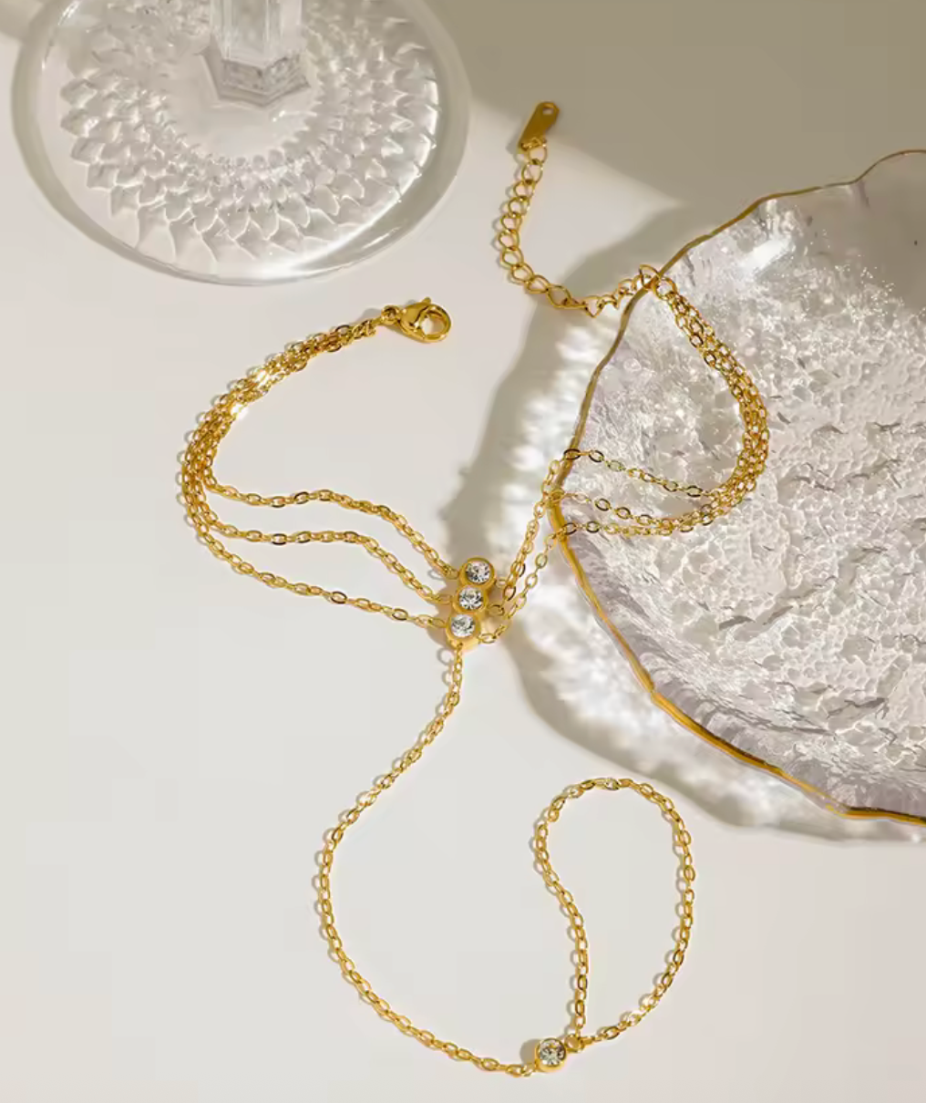 Make it a Triple- PVD CZ Hand Chain- Waterproof- 