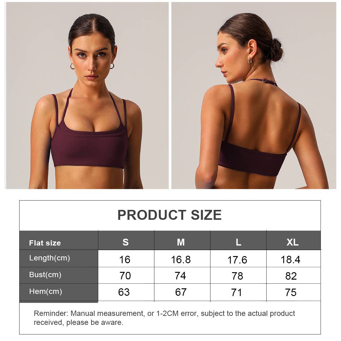 Women High Elastic Thin Strap Halter Neck Fitness Sports Bra: Black