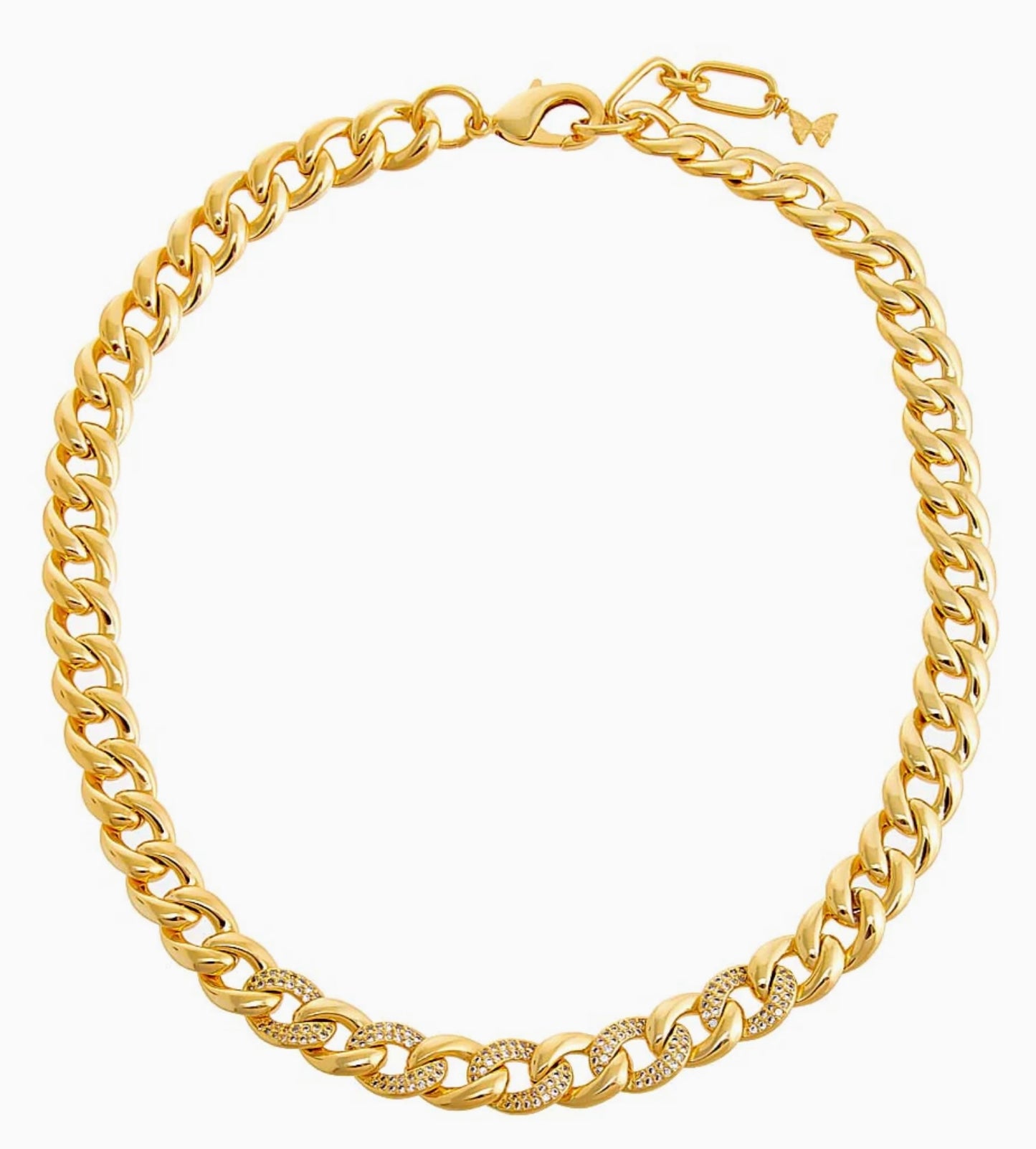 Solid/Pavé Chunky Cuban Link Necklace- Gold