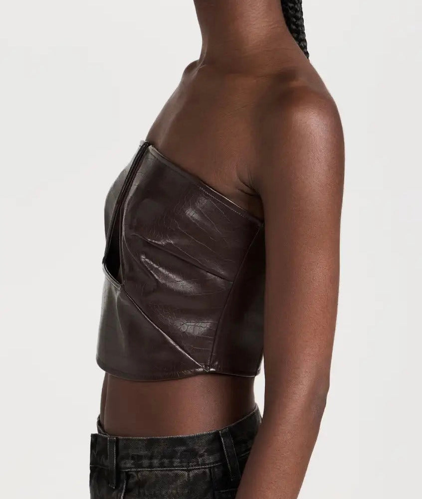 Avery Croc Faux Leather Prong Top