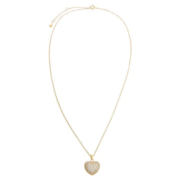 Gold Mini Pave Puffy Heart Charm Necklace
