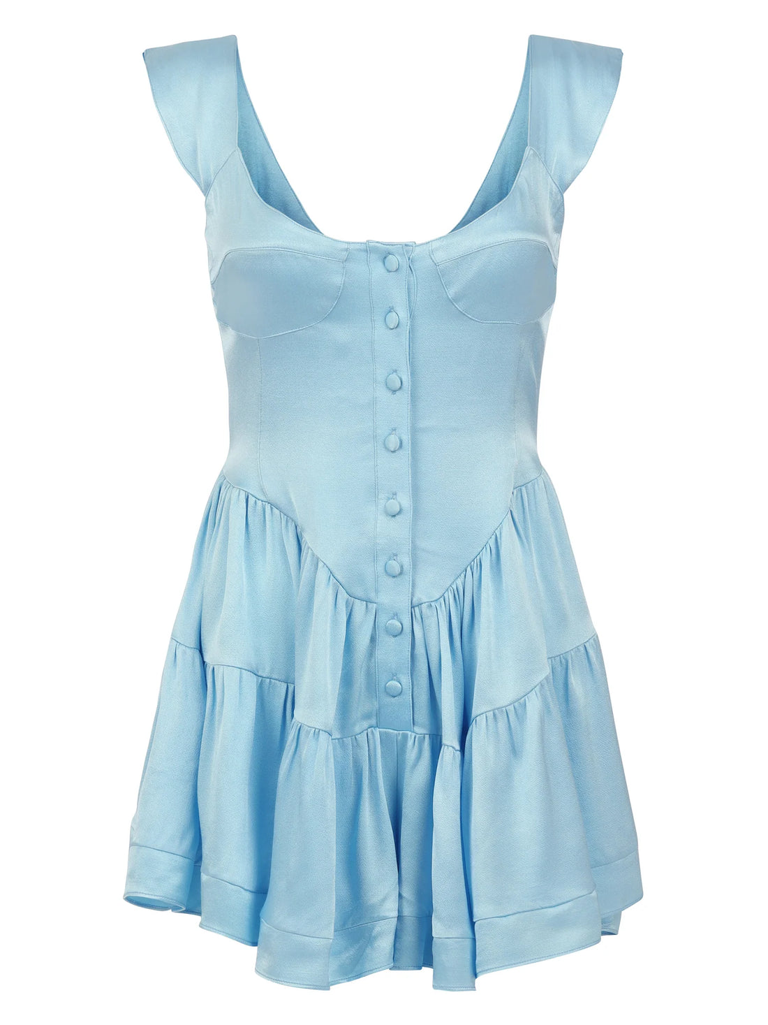 Elisabeth Romper Dress- Sky Blue Satin