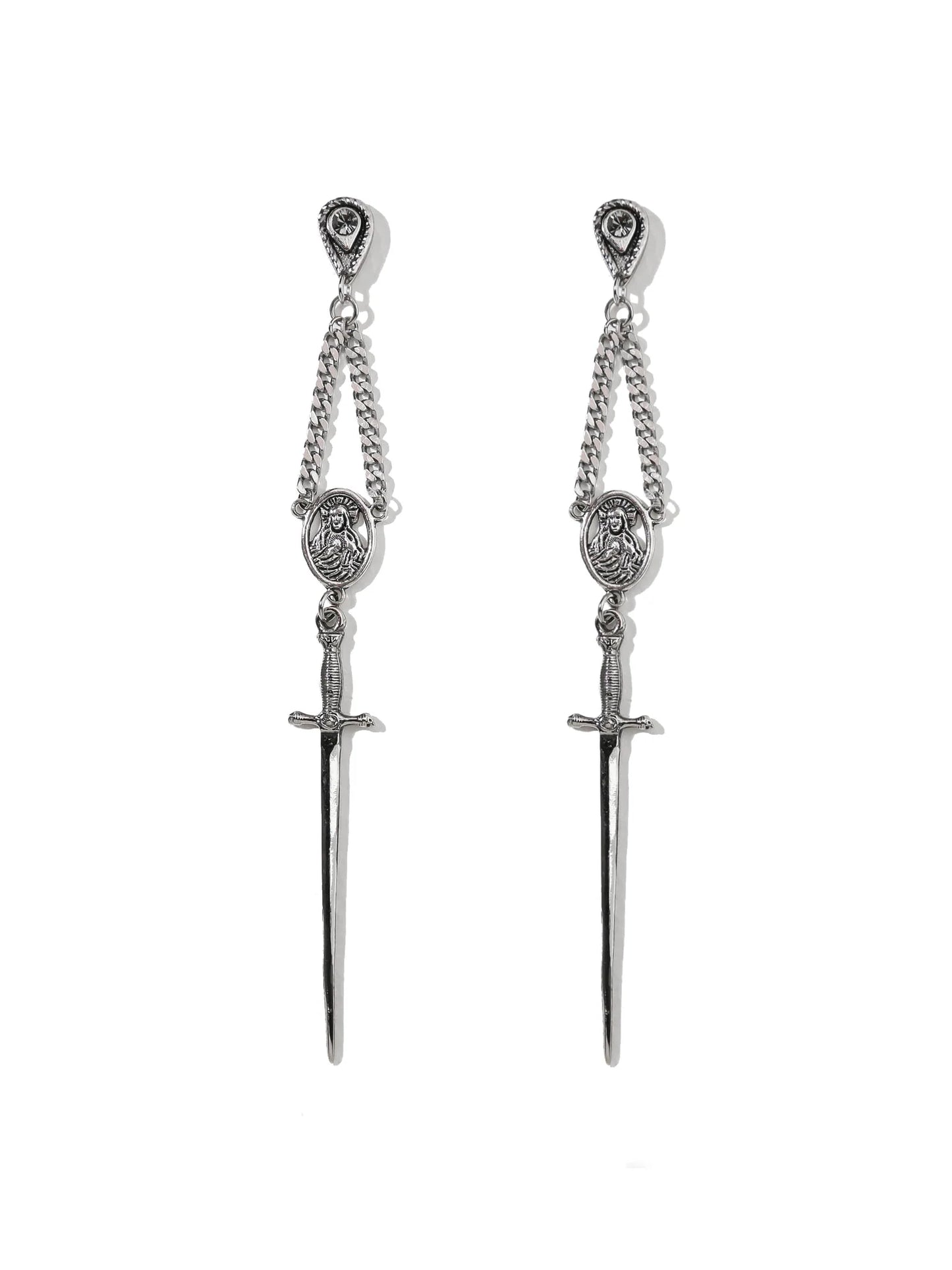 Amparo Rosary Earrings- Silver