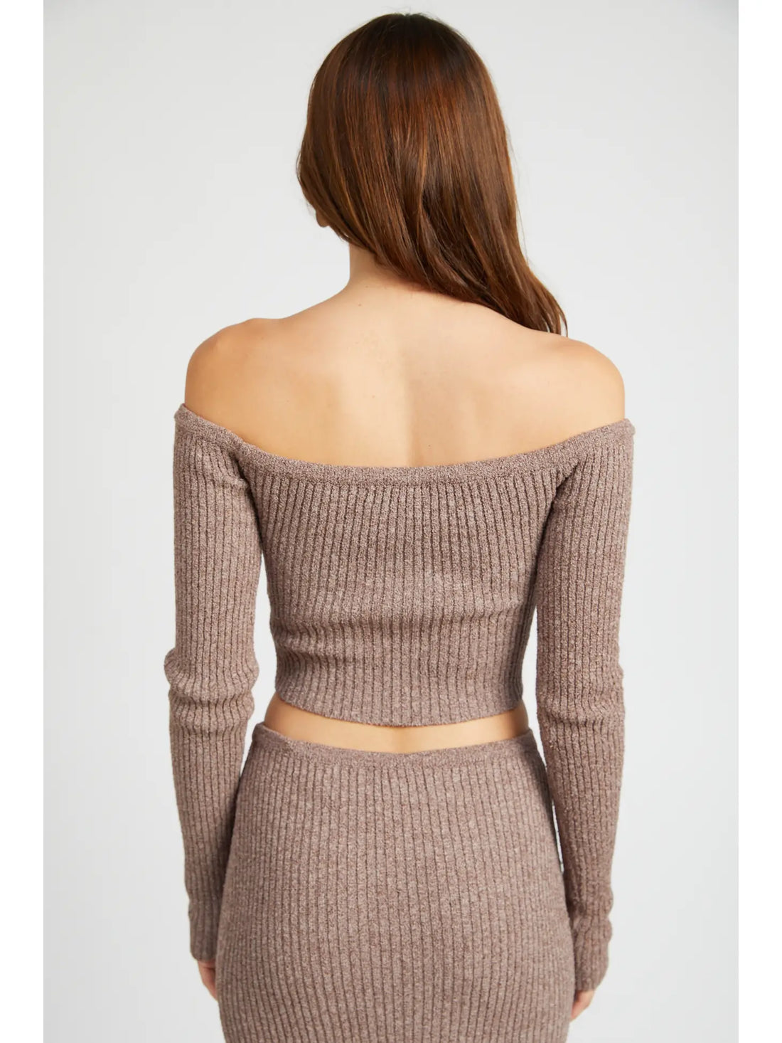 Off Shoulder Long Sleeve Knit Top