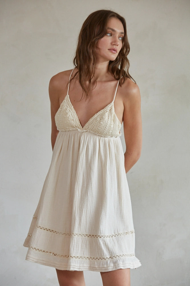 Woven Cotton Gauze Babydoll Dress S Woven Cotton Gauze Babydoll Dress S