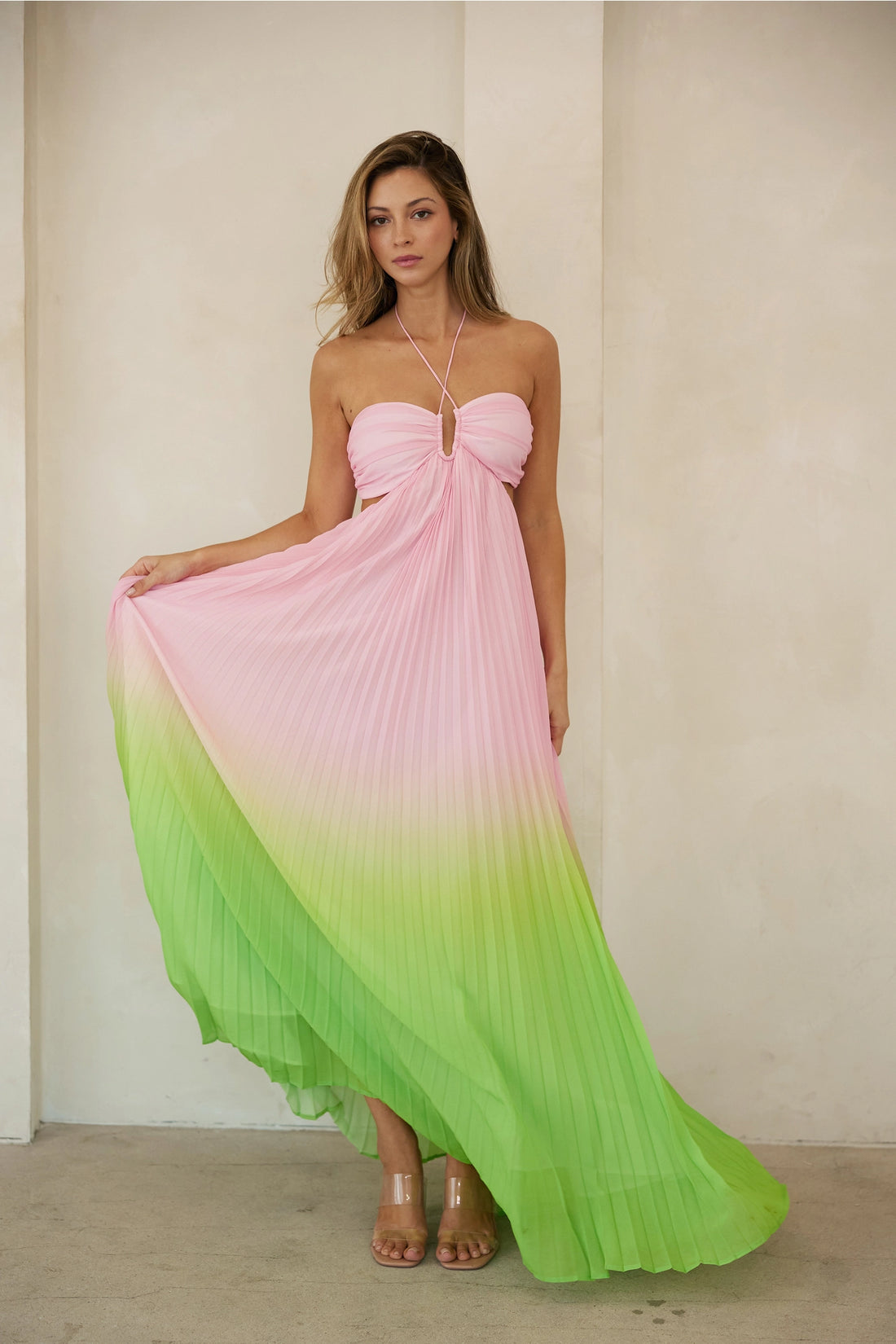hutch dolly halter pleated maxi dress Pleated halter maxi dress Blue For Women