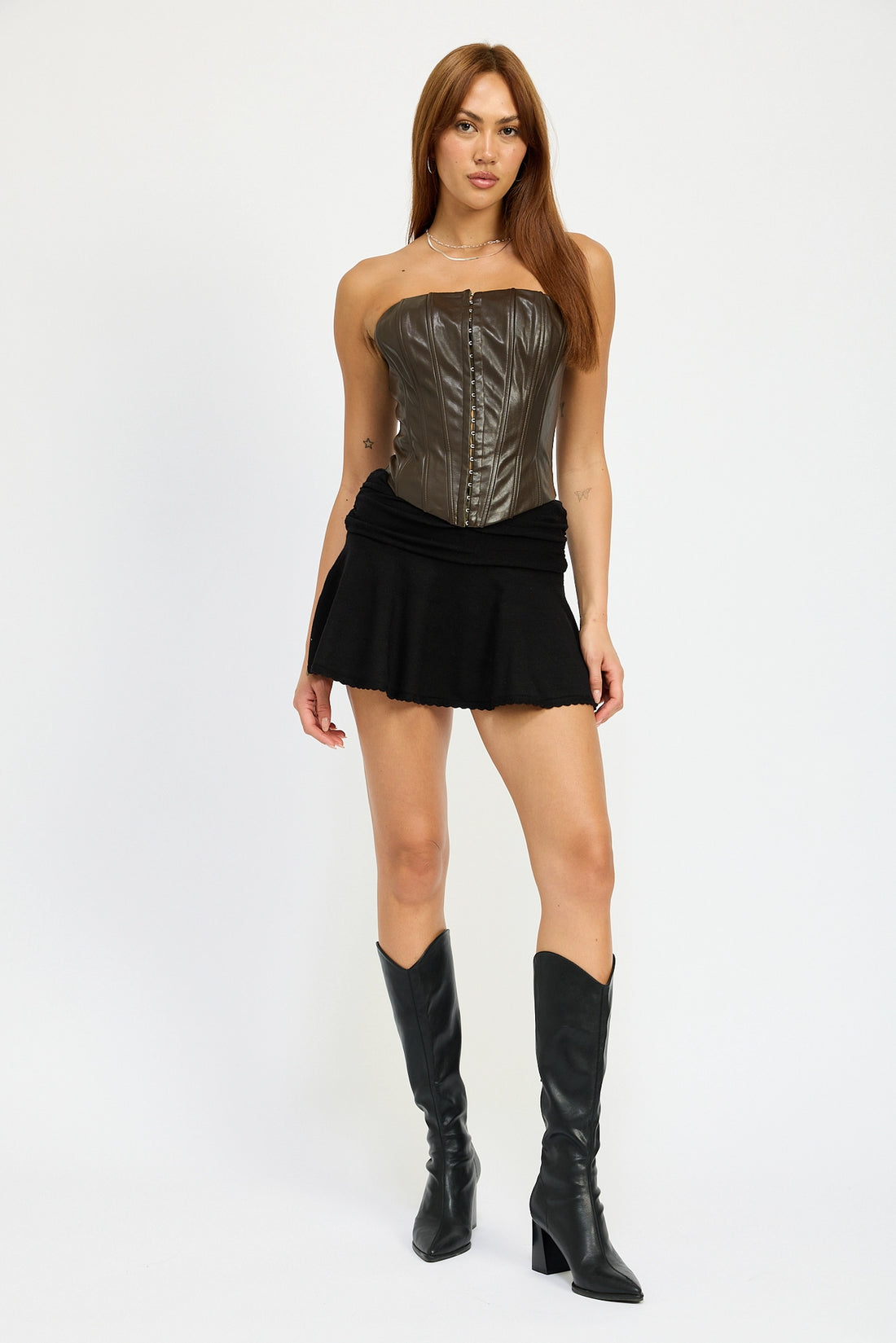 Faux Leather Bustier Top