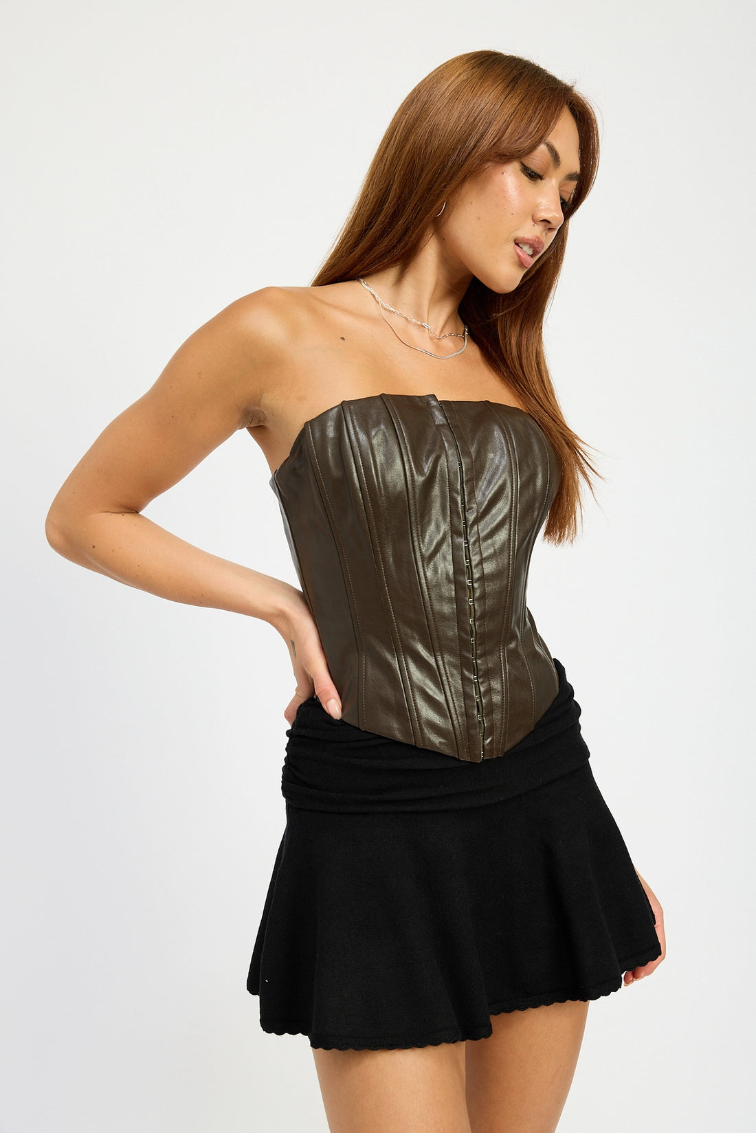 Faux Leather Bustier Top