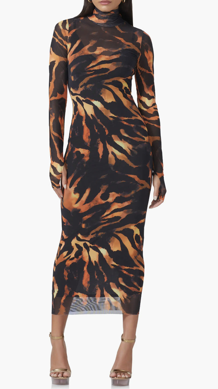 Shailene Dress Caramel Zebra