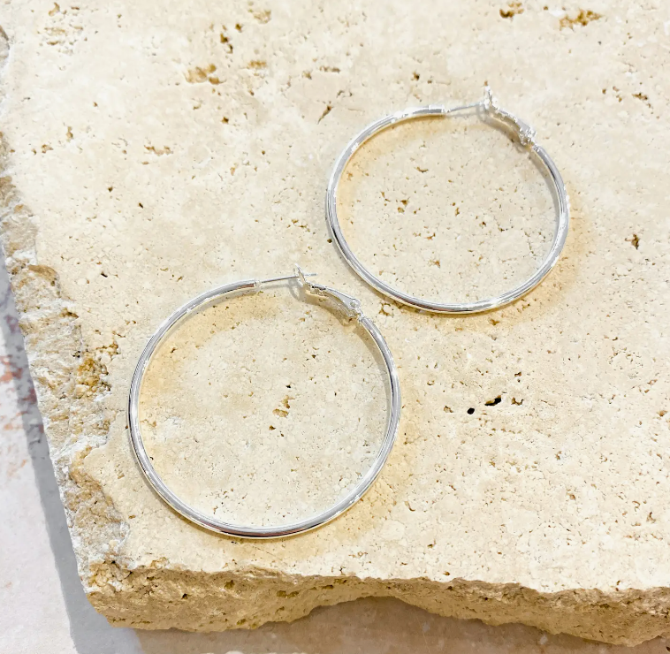 50mm Classic Silver Plated Hoops