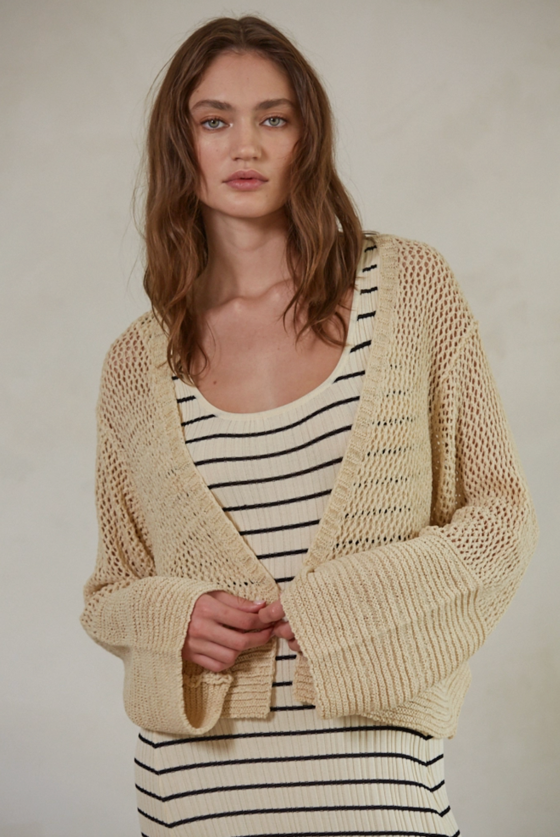 Knit Sweater Open Front Cardigan Top