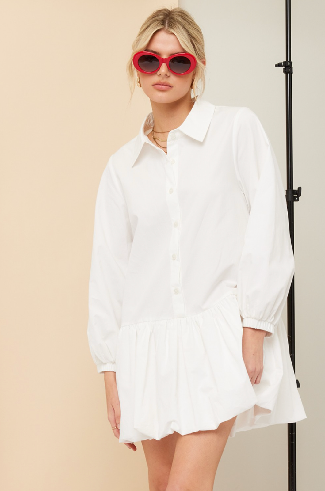 Shirt Bubble Hem Mini Dress