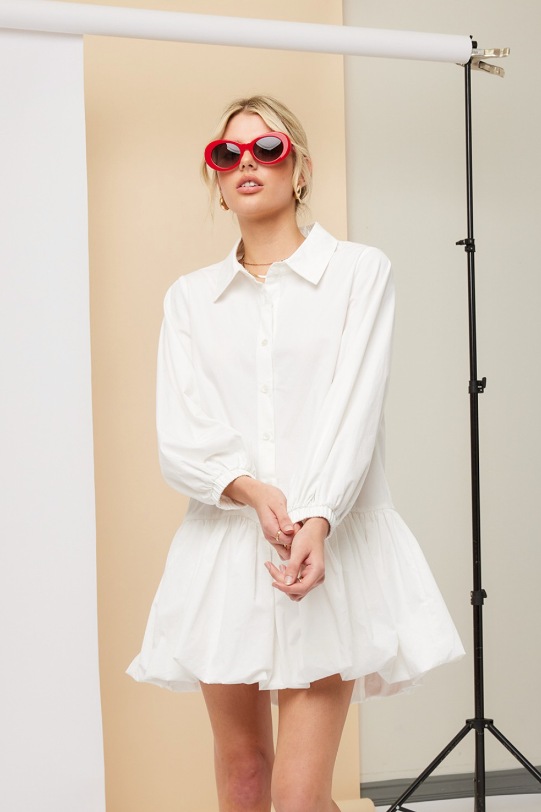 Shirt Bubble Hem Mini Dress