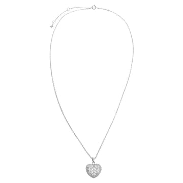 Silver Mini Pavé Puffy Heart Charm Necklace