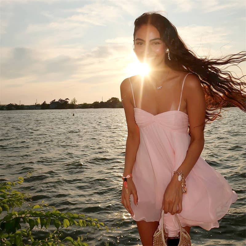 Chic Chiffon Cami Dress: Black / Missy / L
